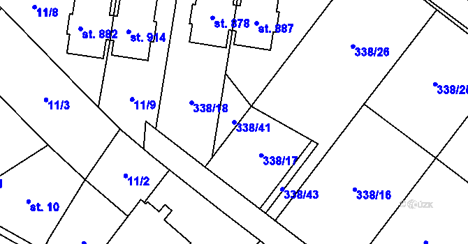 Parcela st. 338/41 v KÚ Kudlov, Katastrální mapa