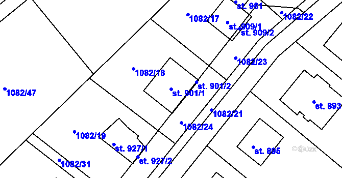 Parcela st. 901/1 v KÚ Kudlov, Katastrální mapa