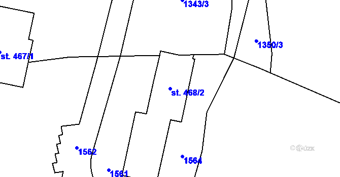 Parcela st. 468/2 v KÚ Kudlov, Katastrální mapa