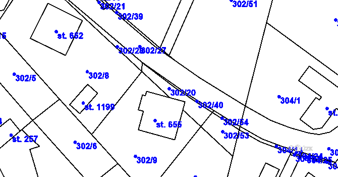 Parcela st. 302/20 v KÚ Kudlov, Katastrální mapa