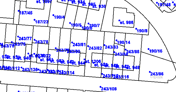 Parcela st. 243/82 v KÚ Kudlov, Katastrální mapa