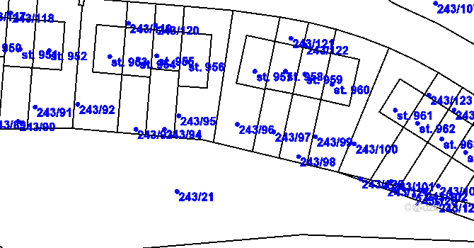 Parcela st. 243/96 v KÚ Kudlov, Katastrální mapa