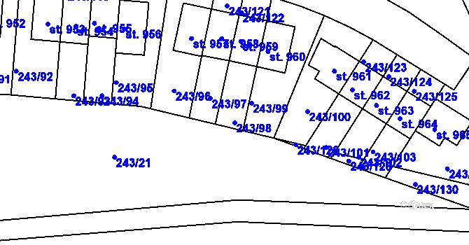 Parcela st. 243/98 v KÚ Kudlov, Katastrální mapa