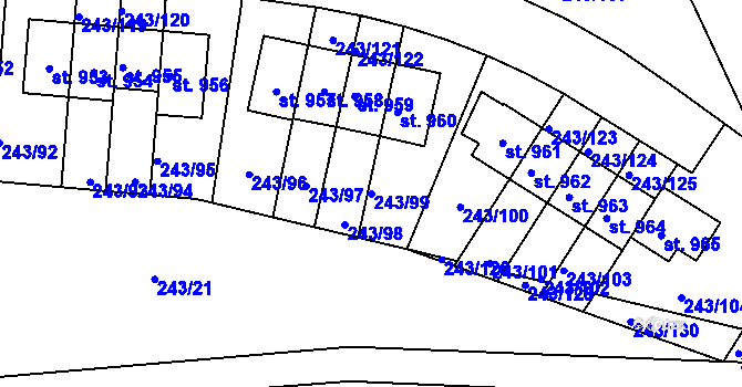 Parcela st. 243/99 v KÚ Kudlov, Katastrální mapa