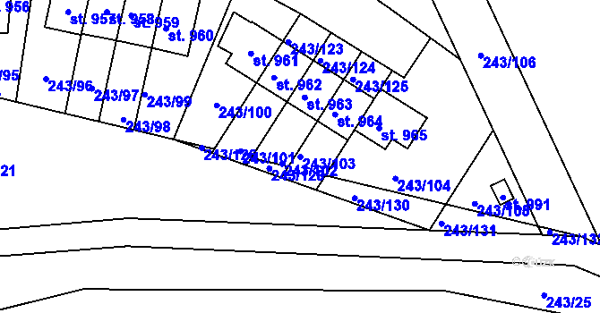 Parcela st. 243/103 v KÚ Kudlov, Katastrální mapa