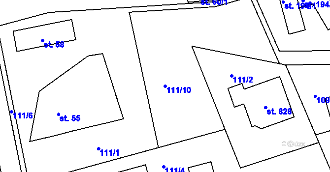Parcela st. 111/10 v KÚ Kudlov, Katastrální mapa