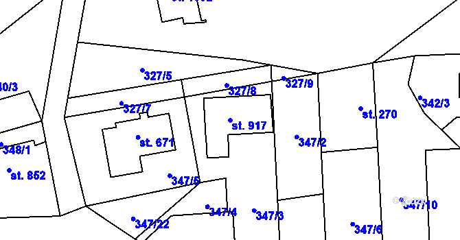 Parcela st. 917 v KÚ Kudlov, Katastrální mapa