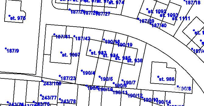 Parcela st. 934 v KÚ Kudlov, Katastrální mapa