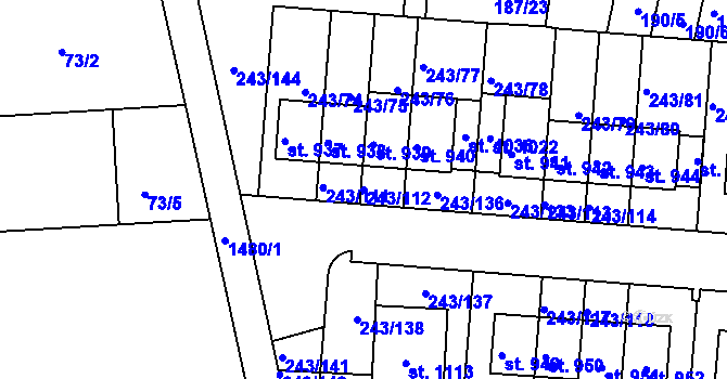 Parcela st. 243/112 v KÚ Kudlov, Katastrální mapa