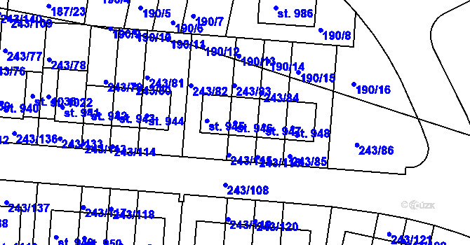 Parcela st. 946 v KÚ Kudlov, Katastrální mapa
