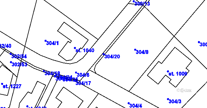 Parcela st. 304/20 v KÚ Kudlov, Katastrální mapa