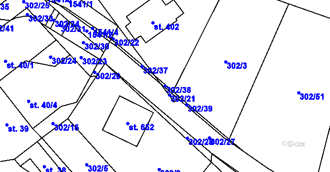 Parcela st. 302/38 v KÚ Kudlov, Katastrální mapa