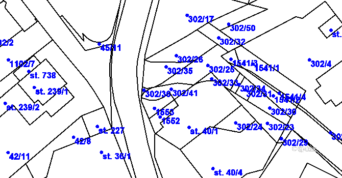 Parcela st. 302/41 v KÚ Kudlov, Katastrální mapa