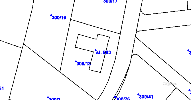 Parcela st. 983 v KÚ Kudlov, Katastrální mapa