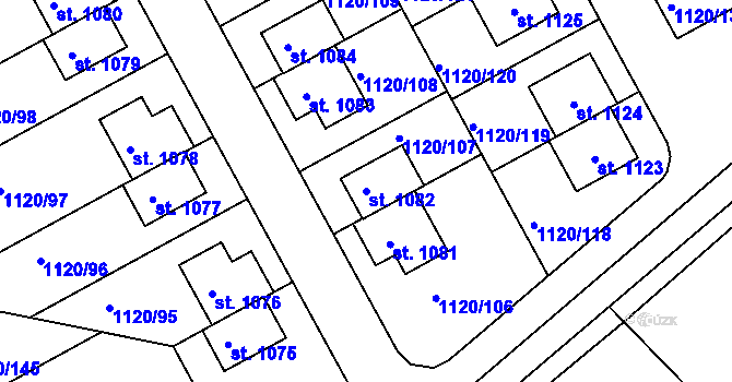 Parcela st. 1082 v KÚ Kudlov, Katastrální mapa