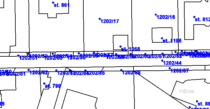 Parcela st. 1202/58 v KÚ Kudlov, Katastrální mapa