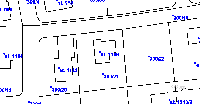 Parcela st. 1118 v KÚ Kudlov, Katastrální mapa