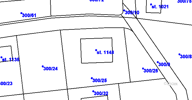 Parcela st. 1148 v KÚ Kudlov, Katastrální mapa