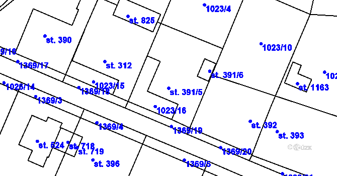 Parcela st. 391/5 v KÚ Kudlov, Katastrální mapa