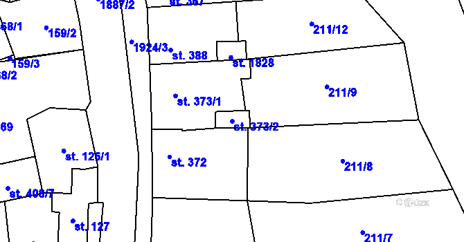 Parcela st. 373/2 v KÚ Malenovice u Zlína, Katastrální mapa