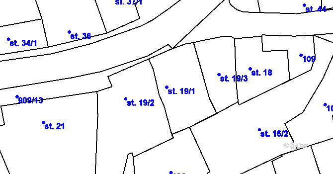 Parcela st. 19/1 v KÚ Malenovice u Zlína, Katastrální mapa