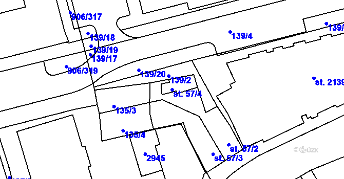 Parcela st. 57/4 v KÚ Malenovice u Zlína, Katastrální mapa
