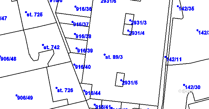 Parcela st. 89/3 v KÚ Malenovice u Zlína, Katastrální mapa