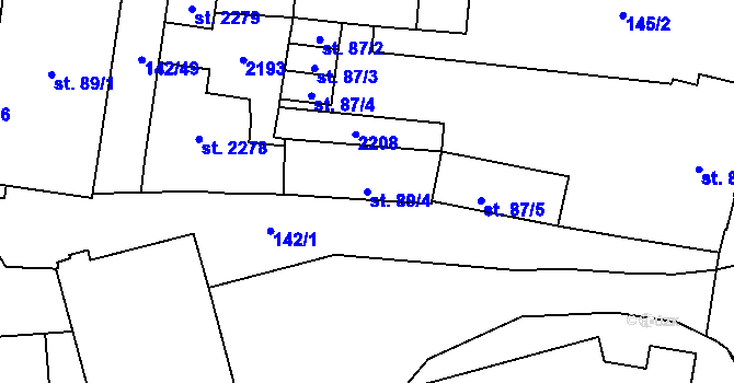 Parcela st. 89/4 v KÚ Malenovice u Zlína, Katastrální mapa