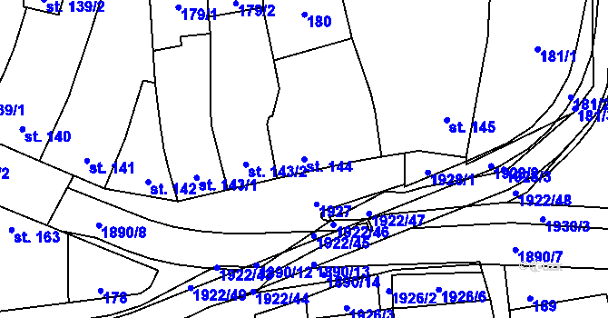 Parcela st. 144 v KÚ Malenovice u Zlína, Katastrální mapa