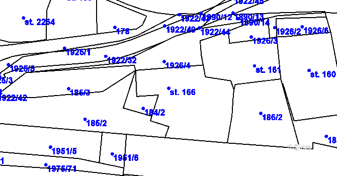 Parcela st. 166 v KÚ Malenovice u Zlína, Katastrální mapa
