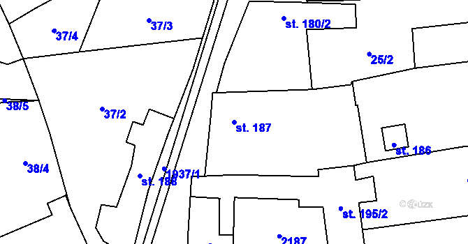 Parcela st. 187 v KÚ Malenovice u Zlína, Katastrální mapa