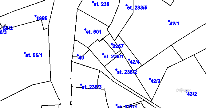 Parcela st. 236/1 v KÚ Malenovice u Zlína, Katastrální mapa