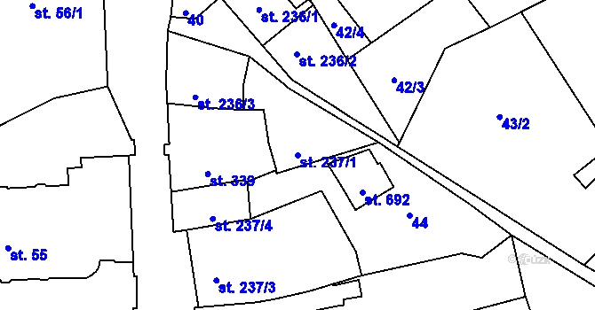 Parcela st. 237/1 v KÚ Malenovice u Zlína, Katastrální mapa