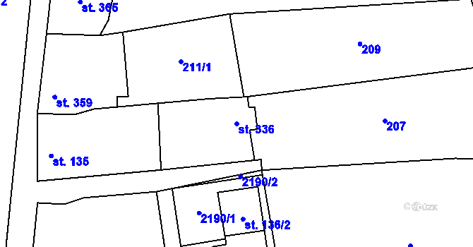 Parcela st. 336 v KÚ Malenovice u Zlína, Katastrální mapa