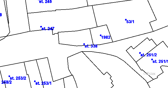 Parcela st. 338 v KÚ Malenovice u Zlína, Katastrální mapa
