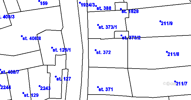Parcela st. 372 v KÚ Malenovice u Zlína, Katastrální mapa