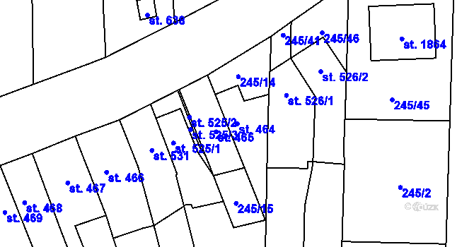 Parcela st. 464 v KÚ Malenovice u Zlína, Katastrální mapa