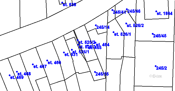 Parcela st. 465 v KÚ Malenovice u Zlína, Katastrální mapa