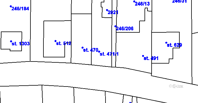 Parcela st. 471/1 v KÚ Malenovice u Zlína, Katastrální mapa