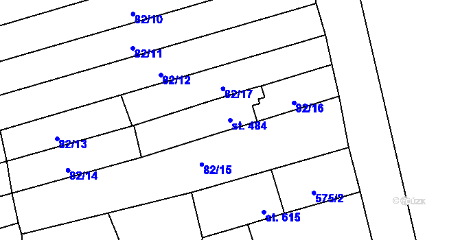 Parcela st. 484 v KÚ Malenovice u Zlína, Katastrální mapa