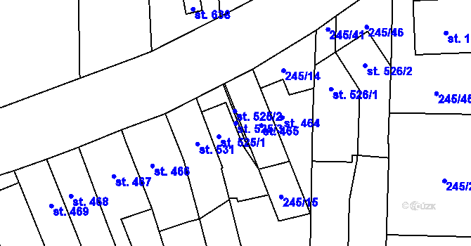 Parcela st. 525/3 v KÚ Malenovice u Zlína, Katastrální mapa