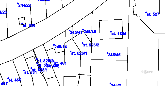 Parcela st. 526/2 v KÚ Malenovice u Zlína, Katastrální mapa