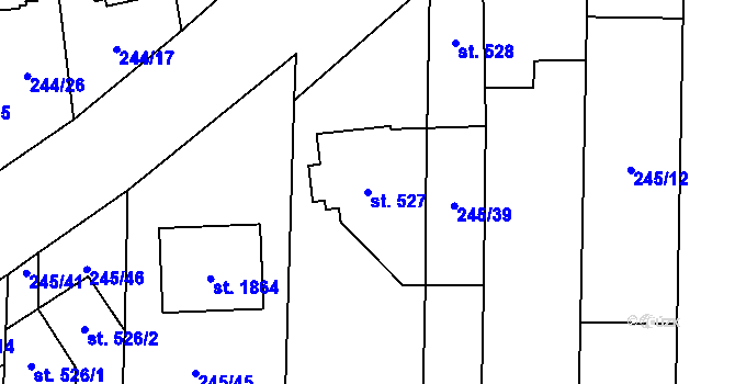 Parcela st. 527 v KÚ Malenovice u Zlína, Katastrální mapa