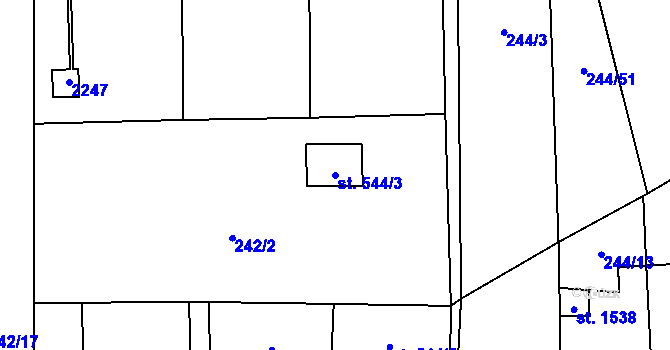 Parcela st. 544/3 v KÚ Malenovice u Zlína, Katastrální mapa
