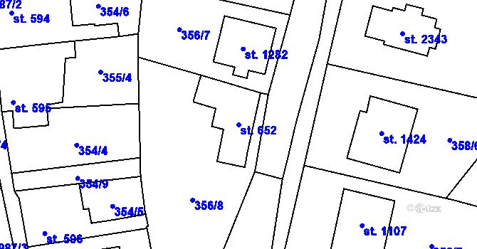Parcela st. 652 v KÚ Malenovice u Zlína, Katastrální mapa