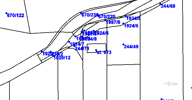 Parcela st. 673 v KÚ Malenovice u Zlína, Katastrální mapa