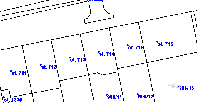 Parcela st. 714 v KÚ Malenovice u Zlína, Katastrální mapa
