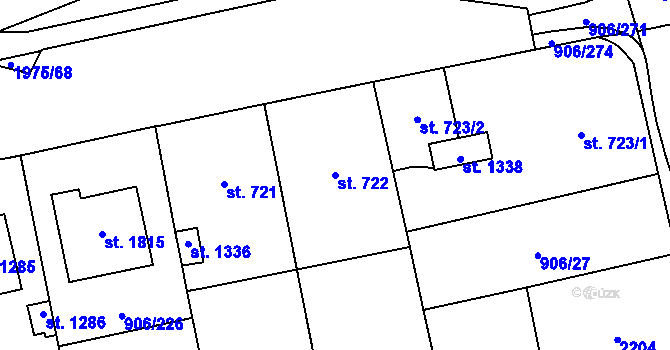 Parcela st. 722 v KÚ Malenovice u Zlína, Katastrální mapa