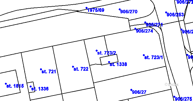 Parcela st. 723/2 v KÚ Malenovice u Zlína, Katastrální mapa