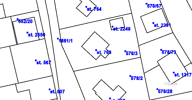 Parcela st. 763 v KÚ Malenovice u Zlína, Katastrální mapa